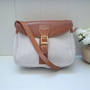 Courreges Paris Crossbody Bag Leather Trim Neutrals Color Bag Leather Lining